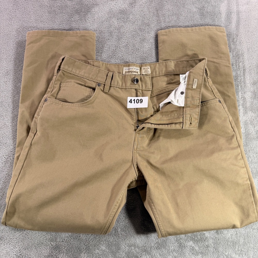 Patagonia Straight Fit Pants Mens 34x30 Khaki Tan Cotton Canvas Casual Trousers
